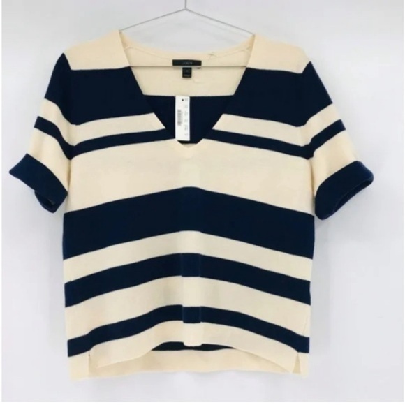 J Crew Short Sleeve V-neckline Knit Sweater Top - Picture 1 of 5